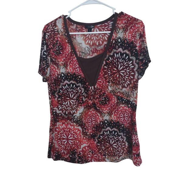 East 5th Y2K Style Blouse Medium Bohemian Lightweight 4th of July Kaleidoscope - Picture 1 of 5
